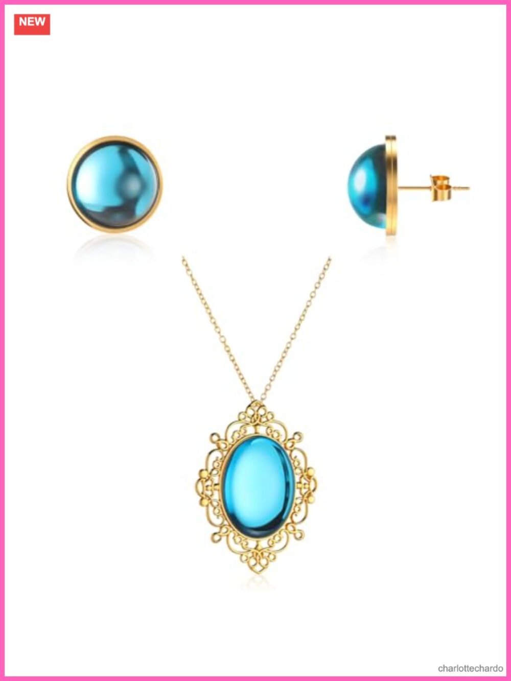 Princess Jewelry Set: Necklace & Earrings Costume Accessories with Rhinestones,